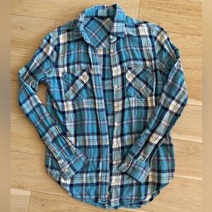 Aeropostale Teal Blue Plaid Button-Down Shirt